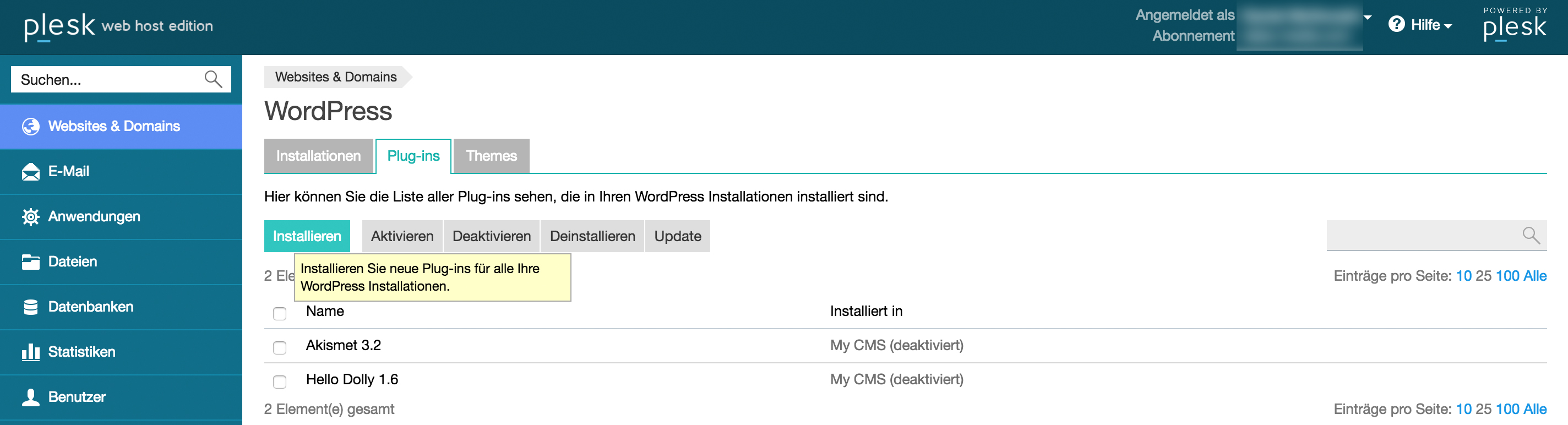Plugin Installation unter WordPress
